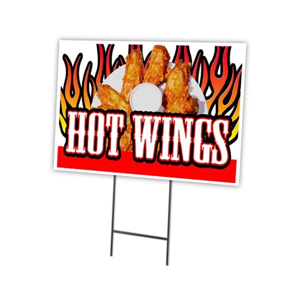 Signmission Hot Wings Yard Sign & Stake outdoor plastic coroplast window, C-1216-DS-Hot Wings C-1216-DS-Hot Wings - main